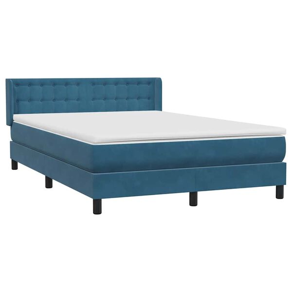 vidaXL Cama com molas/colch&atilde;o 140x210 cm veludo azul-escuro