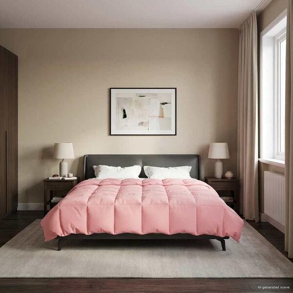 vidaXL Duvet de Ano Inteiro Colchonete Rosa 200 x 240 cm Microfibra