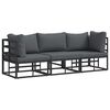 vidaXL 3 unid. M&oacute;veis para Exterior Metal Preto e Anthracite