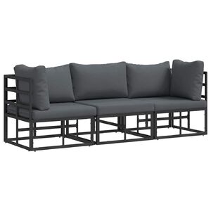 vidaXL 3 unid. M&oacute;veis para Exterior Metal Preto e Anthracite