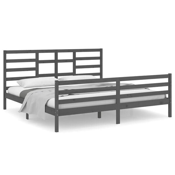 vidaXL Estrutura de cama 200x200 cm madeira maci&ccedil;a cinzento