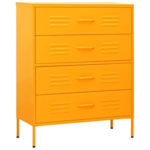 vidaXL C&oacute;moda/aparador com gavetas a&ccedil;o 80x35x101,5 cm amarelo mostarda