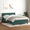 vidaXL Cama com molas/colch&atilde;o 140x220 cm veludo verde-escuro