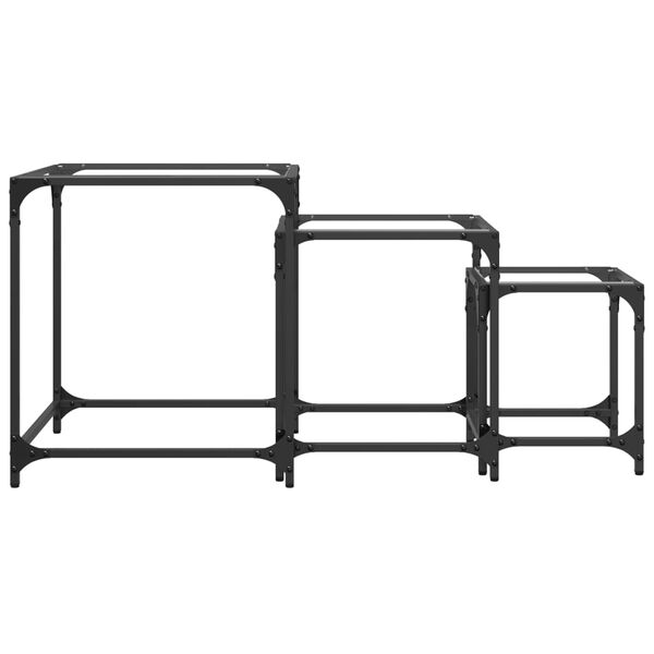 vidaXL Mesas de centro encastrar 3 pcs c/ tampo vidro transparente aço