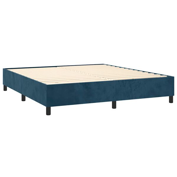 vidaXL Cama com molas/colch&atilde;o 180x200 cm veludo azul-escuro