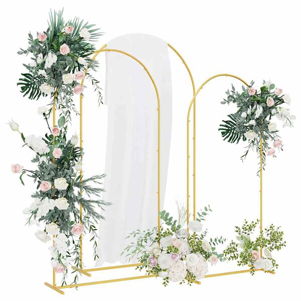 vidaXL Arco de Casamento 3 pcs Ouro A&ccedil;o
