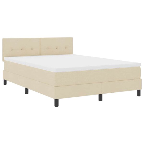 vidaXL Cama Box com colch&atilde;o com cabeceira Creme 140 x 200 cm tecido