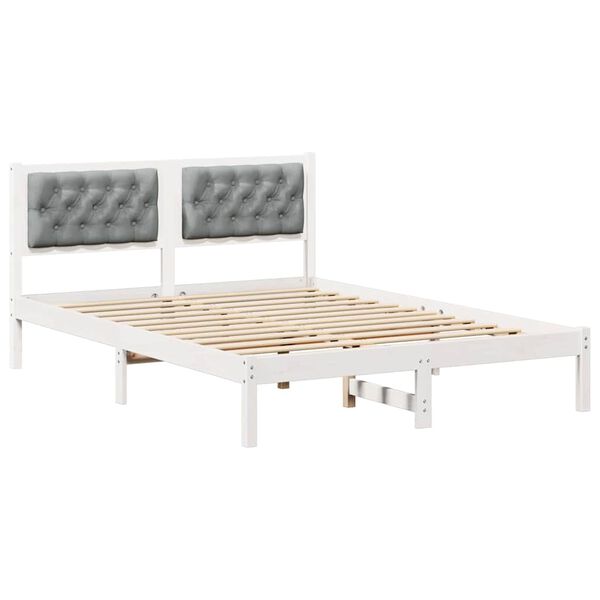 vidaXL Estrutura da Cama com cabeceira Cinzento-claro 140 x 190 cm