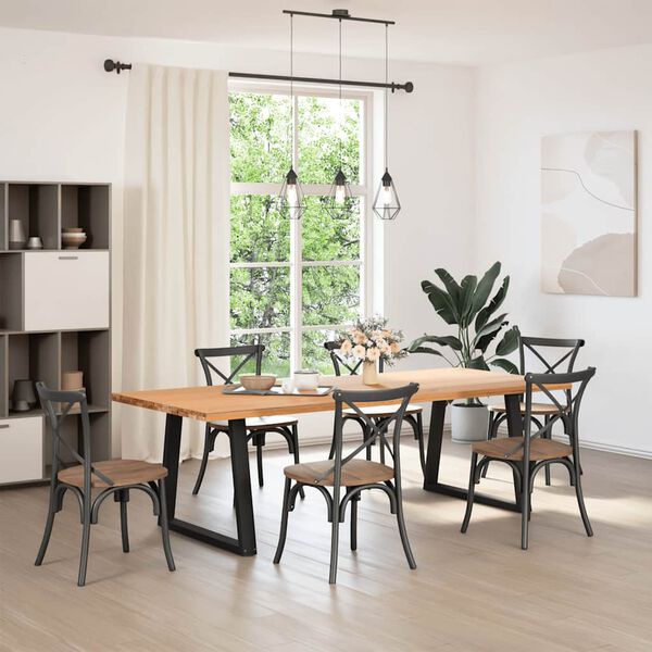 vidaXL Pernas para mesa de jantar em V, 2 pe&ccedil;as, pretas, 70x(72-73,3) cm, a&ccedil;o