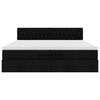 vidaXL Estrutura de cama otomana com colch&atilde;o 200x200 cm tecido preto
