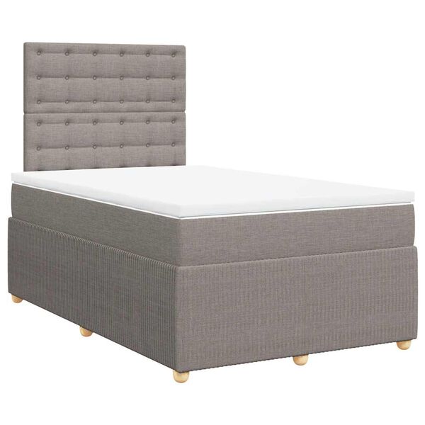 vidaXL Cama boxspring c/ colch&atilde;o 120x190cm tecido castanho-acinzentado