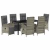 vidaXL Conjunto de Jantar para Jardim 7 pcs Cinzeto vime PE