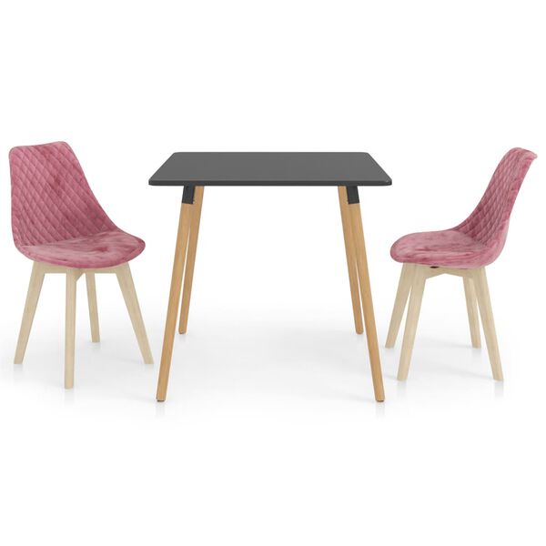 vidaXL 3 pcs conjunto de jantar rosa