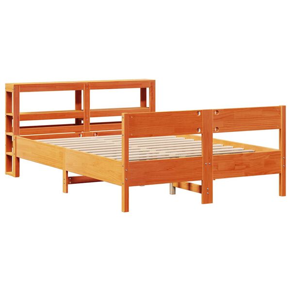 VidaXL Cama sem colch&atilde;o 140x190 cm pinho maci&ccedil;o castanho-mel