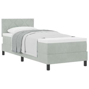 vidaXL Cama Box com cabeceira Cinzento-claro 80 x 200 cm Veludo