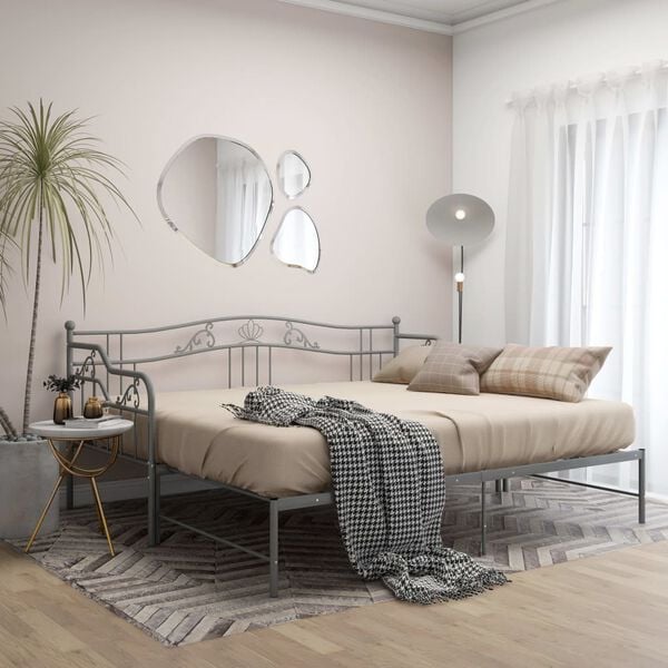 vidaXL Estrutura sofá-cama de puxar 90x200 cm metal cinzento