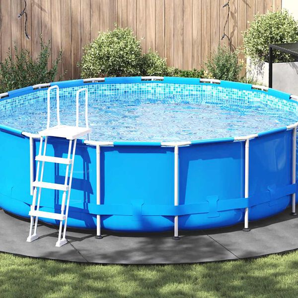 vidaXL Pano para ch&atilde;o de piscinas &Oslash;500 cm poli&eacute;ster geot&ecirc;xtil cinza