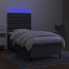 vidaXL Cama box spring c/ colch&atilde;o e LED 80x200 cm tecido cinza-escuro