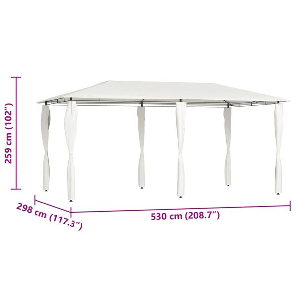 vidaXL Gazebo 2,98x5,3x2,59 m com capas para postes 160 g/m² cor creme