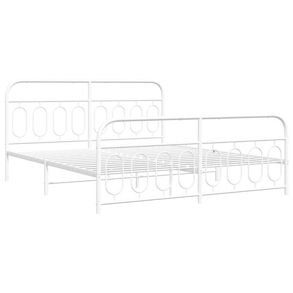 vidaXL Estrutura de cama com cabeceira e p&eacute;s 183x213 cm metal branco
