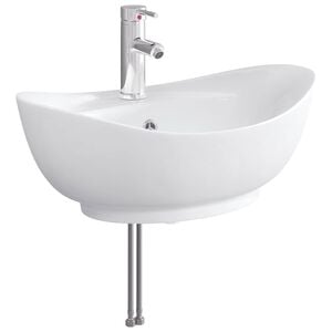 vidaXL Pia de banheiro com torneira e dreno Cromo 59 x 35 x 21 cm