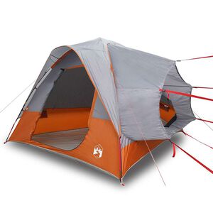 vidaXL Tenda de campismo p/ 4 pessoas imperme&aacute;vel cinzento/laranja