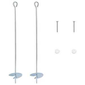 vidaXL &Acirc;ncora para Terra 2 pcs Prateado &Oslash;10 x 60 cm Metal Galvanizado