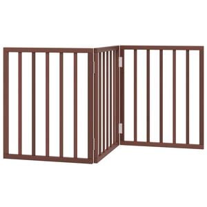 vidaXL Port&atilde;o para c&atilde;es dobr&aacute;vel 3 pain&eacute;is 150 cm &aacute;lamo castanho