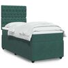 vidaXL Cama com molas/colch&atilde;o 90x200 cm veludo verde-escuro