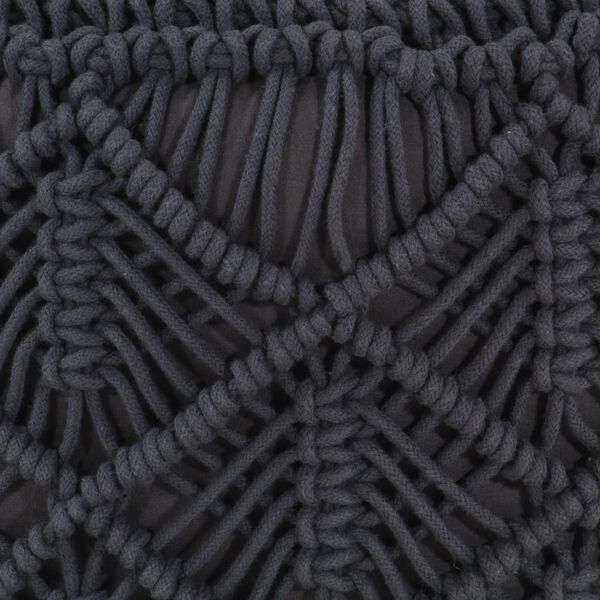 vidaXL Pufe artesanal macram&eacute; 45x30 cm algod&atilde;o antracite