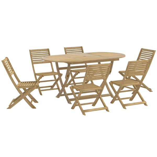 vidaXL 7 pcs conjunto de jantar para jardim madeira de ac&aacute;cia maci&ccedil;a