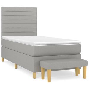 vidaXL Cama com molas/colch&atilde;o 90x200 cm tecido cinza-claro