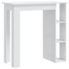 vidaXL Mesa de bar + prateleiras derivados de madeira branco brilhante