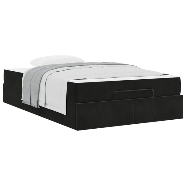 vidaXL Estrutura de cama com colch&atilde;o com colch&atilde;o 2 pcs Preto Veludo