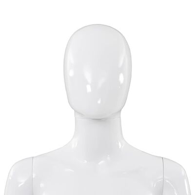 vidaXL Manequim feminino completo base em vidro 175cm branco brilhante