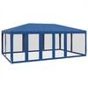 vidaXL Tenda p/ festas c/ 10 paredes laterais malha 6x4 m PEAD azul