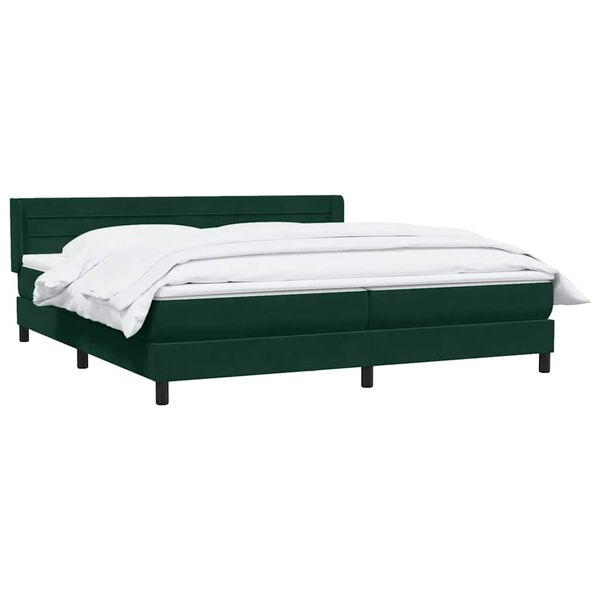 vidaXL Cama com molas/colch&atilde;o 180x210 cm veludo verde-escuro