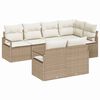 vidaXL Conjunto de Sof&aacute; de Jardim 7 unid. Bege e Branco vime PE