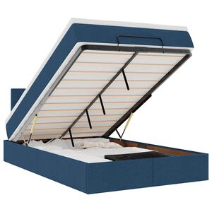 vidaXL Estrutura de cama otomana com colch&atilde;o 120x190 cm tecido azul