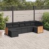 vidaXL 7 pcs conjunto de sof&aacute;s p/ jardim c/ almofad&otilde;es vime PE preto