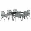vidaXL Conjunto de Jantar para Jardim 7 unid. Cinzeto vime PE