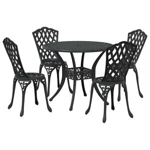 vidaXL Conjunto de Jantar para Jardim 5 pcs Preto Alum&iacute;nio