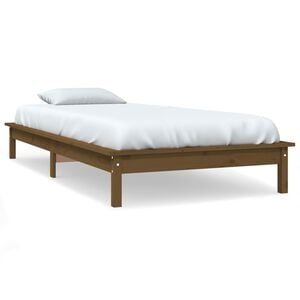 vidaXL Estrutura de cama 90x200cm madeira de pinho maci&ccedil;a castanho mel