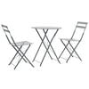 vidaXL 3 pcs conjunto bistr&ocirc; a&ccedil;o cinzento