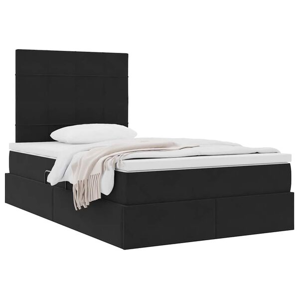 vidaXL Cama com arruma&ccedil;&atilde;o e colch&atilde;o Preto 120 x 190 cm Veludo