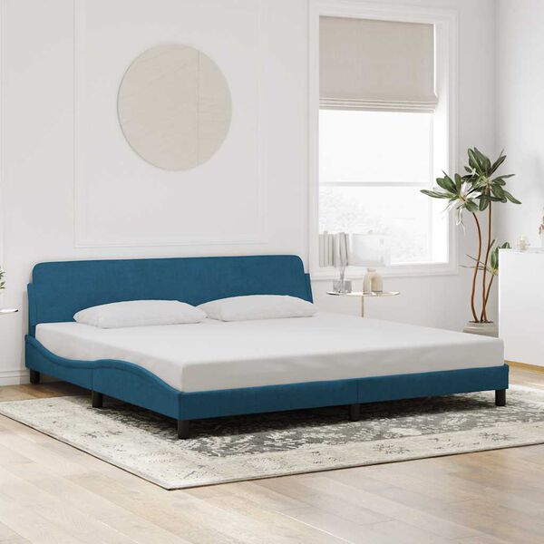 vidaXL Estrutura de cama Dover 200x200 cm veludo azul