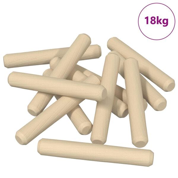 vidaXL Dowels de madeira 12000 pcs Castanho Madeira maci&ccedil;a