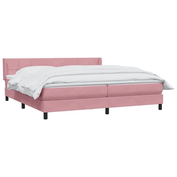 vidaXL Cama com molas/colch&atilde;o 180x210 cm veludo Rosa