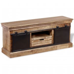 vidaXL M&oacute;vel TV 2 portas deslizantes, mangueira maci&ccedil;a, 110x30x45 cm