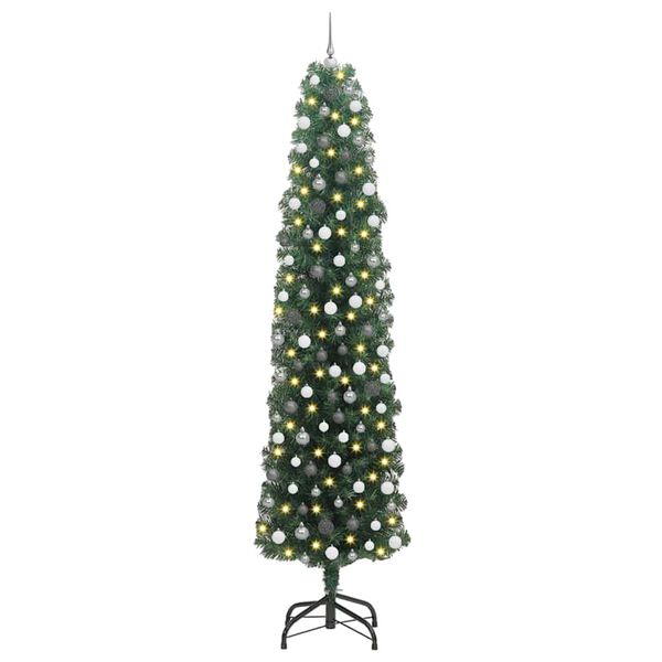 vidaXL &Aacute;rvore de Natal Artificial Verde 240 cm PVC e A&ccedil;o e Pl&aacute;stico